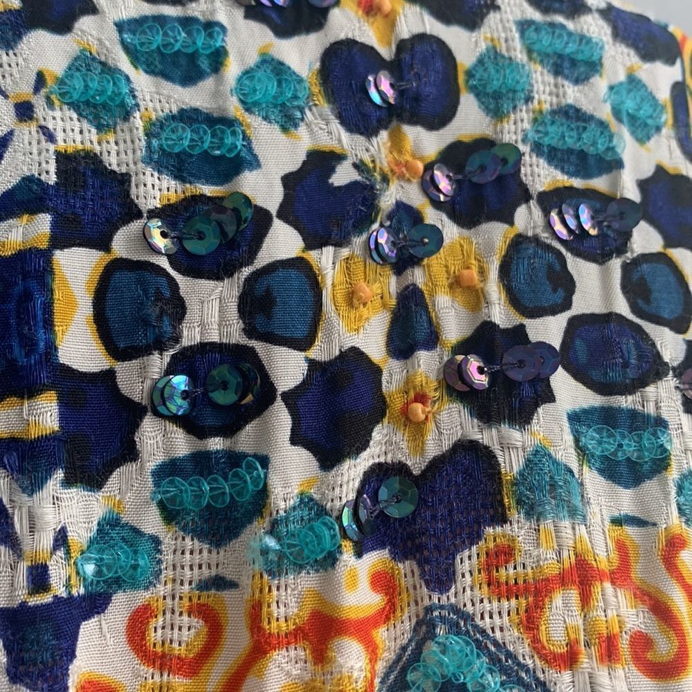 Desigual kimono beachy blouse, multi color, fringe, size L - Picture 11 of 14